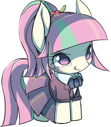 Size: 1159x1321 | Tagged: safe, artist:ccc, sour sweet, earth pony, pony, clothes, cute, female, freckles, mare, pleated skirt, ponified, ponytail, simple background, skirt, solo, sourbetes, white background