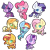 Size: 1000x1000 | Tagged: safe, artist:ak4neh, derpibooru import, applejack, fluttershy, pinkie pie, rainbow dash, rarity, starlight glimmer, sunset shimmer, twilight sparkle, twilight sparkle (alicorn), alicorn, earth pony, pegasus, pony, unicorn, chibi, mane six, simple background, starry eyes, transparent background, wingding eyes