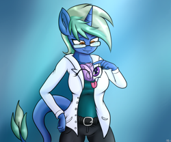 Size: 1800x1500 | Tagged: safe, artist:novaspark, twilight sparkle, oc, oc:nova spark, anthro, brain, brainy twilight, clothes, lab coat, tongue out