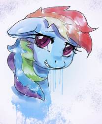 Size: 1601x1936 | Tagged: safe, artist:buttercupsaiyan, derpibooru import, rainbow dash, pegasus, pony, /mlp/, female, mare, panel, rebelle 3, river, solo, stream, traditional art, watercolor painting