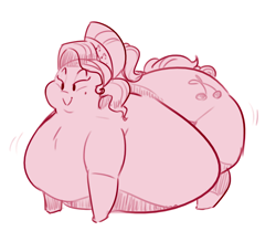 Size: 1280x1070 | Tagged: safe, artist:secretgoombaman12345, cherry jubilee, pony, belly, chubby jubilee, fat, huge butt, impossibly large belly, impossibly large butt, large belly, large butt, morbidly obese, obese, sketch, solo