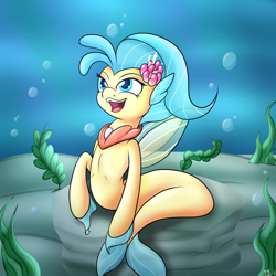 Size: 1700x1700 | Tagged: safe, artist:novaspark, princess skystar, seapony (g4), my little pony: the movie, smiling, solo, that was fast, underwater