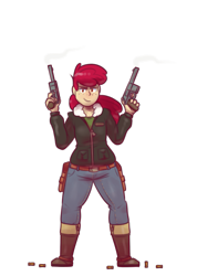 Size: 633x889 | Tagged: safe, artist:secretgoombaman12345, apple bloom, human, chubby, gun, humanized, meanie belle, simple background, solo, transparent background, weapon
