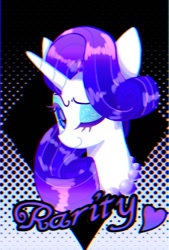 Size: 575x850 | Tagged: safe, artist:stacy_165cut, derpibooru import, rarity, pony, unicorn, heart, one eye closed, solo, text, wink