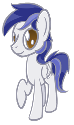 Size: 1480x2500 | Tagged: safe, artist:phat_guy, oc, oc only, oc:officer hotpants, pegasus, pony, 2019 community collab, derpibooru community collaboration, looking at you, male, raised hoof, simple background, smiling, solo, stallion, transparent background