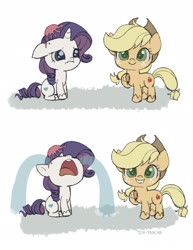 Size: 1602x2072 | Tagged: safe, artist:tcn1205, derpibooru import, applejack, rarity, earth pony, pony, unicorn, my little pony: pony life, princess probz, spoiler:pony life s01e01, cowboy hat, crying, cute, female, hat, jackabetes, looking at you, mare, marshmelodrama, raribetes, rarity being rarity, sad, sadorable, scene interpretation