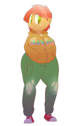 Size: 1700x2600 | Tagged: safe, artist:secretgoombaman12345, babs seed, human, ask chubby diamond, ask, blob seed, chubby, converse, fat, female, humanized, moderate dark skin, shoes, simple background, solo, transparent background, tumblr, wide hips