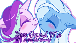 Size: 633x363 | Tagged: safe, artist:esmeia, derpibooru import, starlight glimmer, trixie, pony, unicorn, blushing, bust, eyelashes, eyes closed, female, lesbian, mare, shipping, smiling, startrix