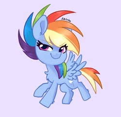 Size: 1536x1475 | Tagged: safe, artist:siripim111, derpibooru import, rainbow dash, pegasus, pony, my little pony: pony life, chest fluff, female, gray background, leg fluff, mare, simple background, solo