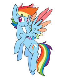 Size: 2000x2500 | Tagged: safe, artist:katyusha, derpibooru import, rainbow dash, pegasus, pony, colored wings, cute, female, multicolored wings, rainbow wings, simple background, white background, wings