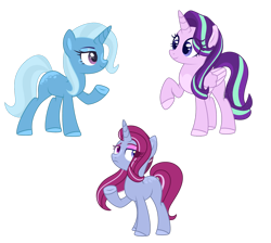 Size: 1280x1146 | Tagged: safe, artist:scarletrosetheartist, derpibooru import, starlight glimmer, trixie, oc, alicorn, unicorn, alicornified, female, lesbian, magical lesbian spawn, offspring, parent:starlight glimmer, parent:trixie, parents:startrix, race swap, shipping, simple background, starlicorn, startrix, transparent background, xk-class end-of-the-world scenario