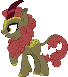 Size: 3000x3381 | Tagged: safe, artist:cloudyglow, derpibooru import, kirin, sounds of silence, eyelashes, female, high res, raised hoof, simple background, smiling, solo, transparent background, vector