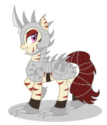 Size: 3000x3500 | Tagged: safe, artist:kitana762, derpibooru import, oc, oc:rampage, earth pony, pony, fallout equestria, fallout equestria: project horizons, armor, fanfic art, looking at you, razorwire, simple background, solo, transparent background