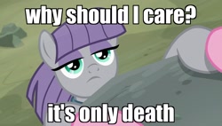 Size: 1920x1090 | Tagged: safe, edit, edited screencap, screencap, maud pie, pinkie pie, pony, rock solid friendship, image macro, me irl, meme