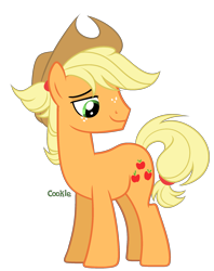 Size: 1700x2144 | Tagged: safe, artist:lazuli, derpibooru import, applejack, applejack (male), earth pony, pony, base used, freckles, hat, looking back, male, rule 63, simple background, smiling, solo, stallion, transparent background