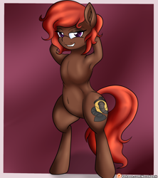 Size: 1600x1800 | Tagged: safe, artist:novaspark, oc, oc only, earth pony, pony, armpits, belly button, lip bite, solo, standing