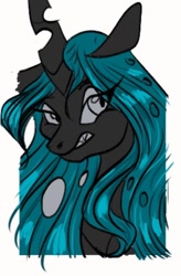 Size: 288x440 | Tagged: safe, alternate version, artist:pinkamenascratch_art, derpibooru import, queen chrysalis, changeling, changeling queen, bust, solo