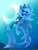 Size: 1000x1300 | Tagged: safe, artist:liquorice_sweet, derpibooru import, princess luna, merpony, original species, shark, shark pony, bubble, crown, female, flowing mane, hoof shoes, horn, jewelry, moon, night, open mouth, regalia, sharkified, signature, smiling, solo, species swap, underwater, water