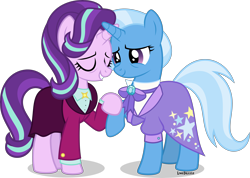 Size: 6314x4500 | Tagged: safe, artist:limedazzle, derpibooru import, starlight glimmer, trixie, pony, absurd resolution, female, guidance counselor trixie, headmare starlight, lesbian, older, older starlight glimmer, older trixie, shipping, simple background, startrix, transparent background, vector