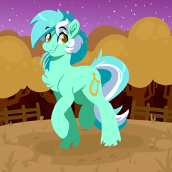 Size: 4000x4000 | Tagged: safe, artist:witchtaunter, derpibooru import, lyra heartstrings, pony, unicorn, chest fluff, eyebrows visible through hair, female, lineless, looking at you, night, solo, tree