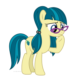 Size: 6000x6000 | Tagged: safe, artist:suramii, juniper montage, earth pony, pony, equestria girls, spoiler:eqg specials, absurd resolution, equestria girls ponified, gimp, glasses, pigtails, ponified, simple background, solo, thinking, transparent background, vector