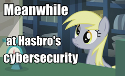 Size: 834x512 | Tagged: safe, edit, edited screencap, screencap, derpy hooves, pegasus, pony, slice of life (episode), drama, everything is ruined, female, image macro, mare, meanwhile, meanwhile at hasbro hq, meme, meta, metaphor, solo