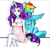 Size: 377x355 | Tagged: safe, artist:shioiri, derpibooru import, rainbow dash, rarity, anthro, human facial structure