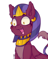 Size: 1040x1280 | Tagged: safe, artist:dsp2003, sphinx (character), sphinx, daring done?, behaving like a cat, bust, exploitable, female, open mouth, reaction image, simple background, solo, sphinxdorable, transparent background, whoa