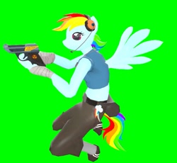 Size: 623x572 | Tagged: safe, artist:mariokidd319, derpibooru import, rainbow dash, anthro, green screen, gun, solo, source sdk, team fortress 2