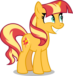 Size: 3834x4000 | Tagged: safe, artist:orin331, sunset shimmer, pony, unicorn, alternate hairstyle, creepy smile, female, grin, mare, simple background, smiling, transparent background