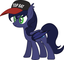 Size: 923x866 | Tagged: safe, artist:duskthebatpack, oc, oc only, oc:halfmoon, bat pony, pony, green eyes, hat, simple background, solo, top bat, transparent background, vector