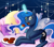 Size: 850x750 | Tagged: safe, artist:cosmalumi, princess luna, alicorn, pony, adorkable, bed, cake, caught, cute, dork, female, food, frown, levitation, looking at you, lunabetes, magic, mare, missing accessory, moon pie, open mouth, pillow, prone, snacks, solo, surprised, telekinesis, wide eyes