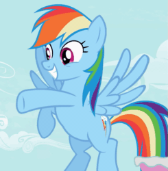 Size: 501x511 | Tagged: safe, screencap, rainbow dash, pegasus, pony, the mysterious mare do well, animated, cropped, cute, dashabetes, female, flapping, flying, gif, happy, mare, smiling, solo, sweet dreams fuel, waving, wings