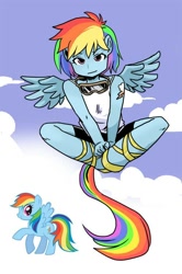 Size: 500x754 | Tagged: safe, artist:shepherd0821, derpibooru import, rainbow dash, anthro, unguligrade anthro, ambiguous facial structure, cloud, cloudy, goggles