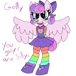 Size: 1280x1280 | Tagged: safe, artist:php10, princess flurry heart, anthro, unguligrade anthro, spoiler:s06, clothes, dress, older, rainbow socks, simple background, sneakers, socks, solo, striped socks, white background