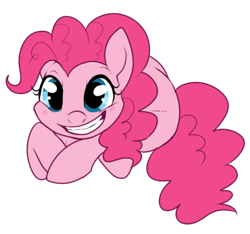 Size: 429x402 | Tagged: safe, artist:lulubell, derpibooru import, pinkie pie, earth pony, pony, cheshire grin, grin, simple background, solo, transparent background