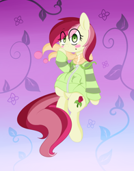 Size: 2200x2800 | Tagged: safe, artist:fullmetalpikmin, roseluck, blushing, clothes, hoodie, scarf, solo