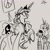 Size: 1280x1280 | Tagged: safe, artist:silfoe, derpibooru import, princess celestia, princess luna, alicorn, pony, bandana, flax seed, glasses, grayscale, hippie, lunadoodle, magic, monochrome, necklace, peace symbol, raised hoof, sketch, wheat grass