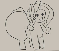 Size: 640x562 | Tagged: safe, artist:andelai, oc, oc only, oc:urban wave, unicorn, blank flank, bottom heavy, fat, huge butt, hyper pear, impossibly large butt, large butt, pear shaped, plump, the ass was fat