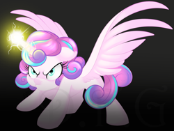 Size: 1280x960 | Tagged: safe, artist:dragonfoxgirl, princess flurry heart, angry, fury heart, glowing horn, magic, older, solo, unamused