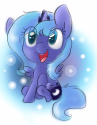 Size: 1981x2553 | Tagged: safe, artist:nekosnicker, derpibooru import, princess luna, alicorn, pony, cute, filly, solo, woona