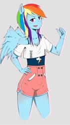 Size: 400x708 | Tagged: safe, artist:meowbox3, derpibooru import, rainbow dash, anthro, solo