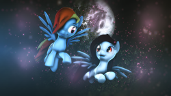 Size: 1920x1080 | Tagged: safe, artist:star-lightstarbright, rainbow dash, oc, oc:linormusicbeat, pegasus, pony, 3d, flying