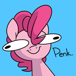 Size: 1952x1952 | Tagged: safe, artist:quarantinedchaoz, pinkie pie, earth pony, pony, derp, faic, googly eyes, ponk, simple background, solo