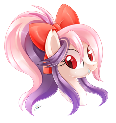 Size: 1700x1800 | Tagged: safe, artist:iheartjapan789, oc, oc only, oc:sweet velvet, bat pony, pony, bow, bust, female, hair bow, mare, ponytail, simple background, solo, transparent background