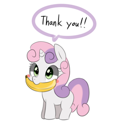 Size: 1280x1427 | Tagged: safe, artist:maren, derpibooru import, sweetie belle, banana, cute, diasweetes, sweetierpg