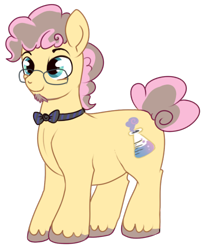 Size: 410x500 | Tagged: safe, artist:lulubell, derpibooru import, oc, oc only, oc:party popper, earth pony, pony, bowtie, curly hair, male, next generation, offspring, parent:cheese sandwich, parent:pinkie pie, parents:cheesepie, simple background, solo, transparent background