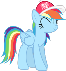Size: 2500x2692 | Tagged: safe, artist:nxzc88, rainbow dash, pegasus, pony, best pony, cute, eyes closed, female, hat, mare, show accurate, simple background, solo, transparent background, vector