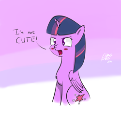 Size: 1080x1024 | Tagged: safe, artist:pwnagespartan, twilight sparkle, twilight sparkle (alicorn), alicorn, pony, blatant lies, blushing, cute, female, i'm not cute, mare, solo, tsundere, tsunlight sparkle, twiabetes
