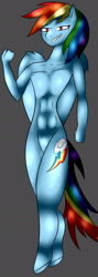 Size: 825x2305 | Tagged: safe, artist:murder, derpibooru import, rainbow dash, anthro, abs, simple background, solo, wat